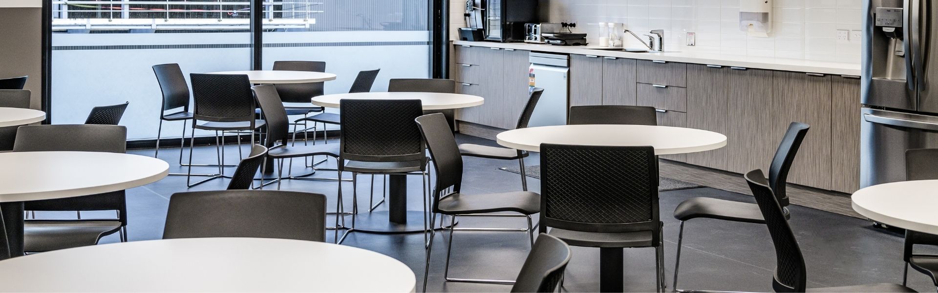 Stylish modern office furniture setup