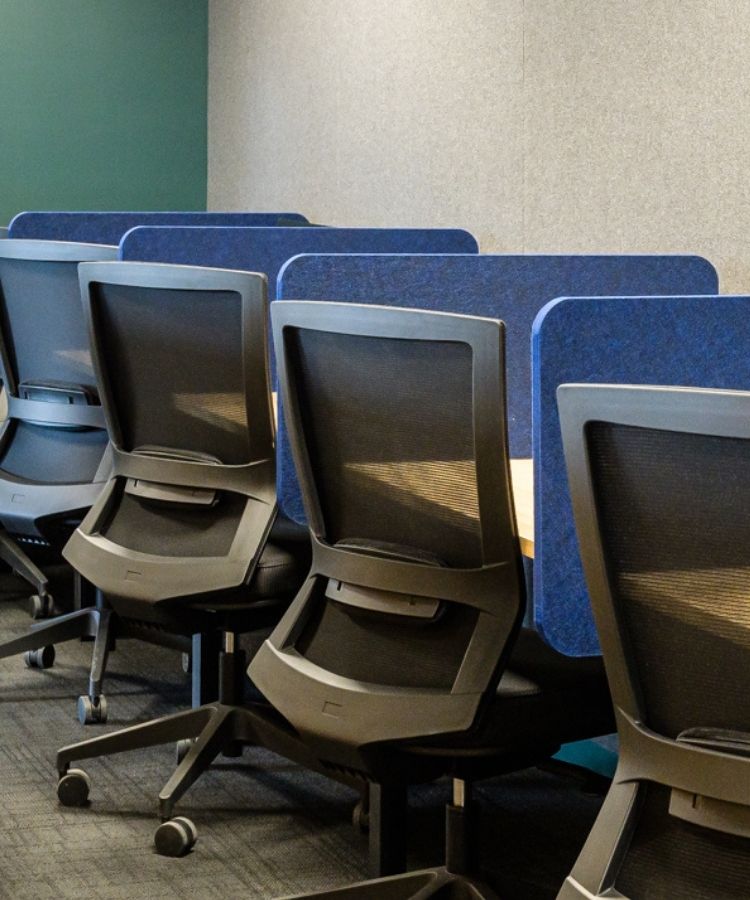 Compact workstation and task chair pairing
