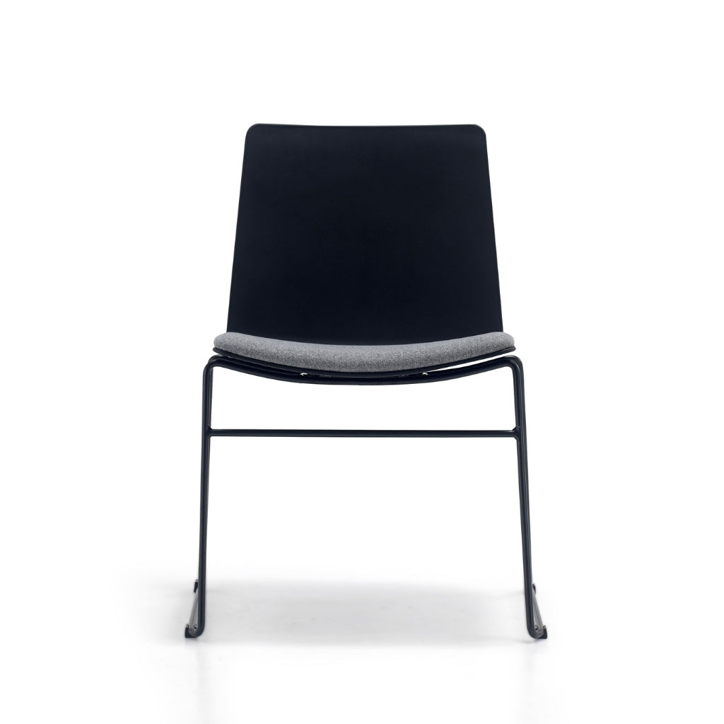 visitor meeting chair black and grey with a black sled base