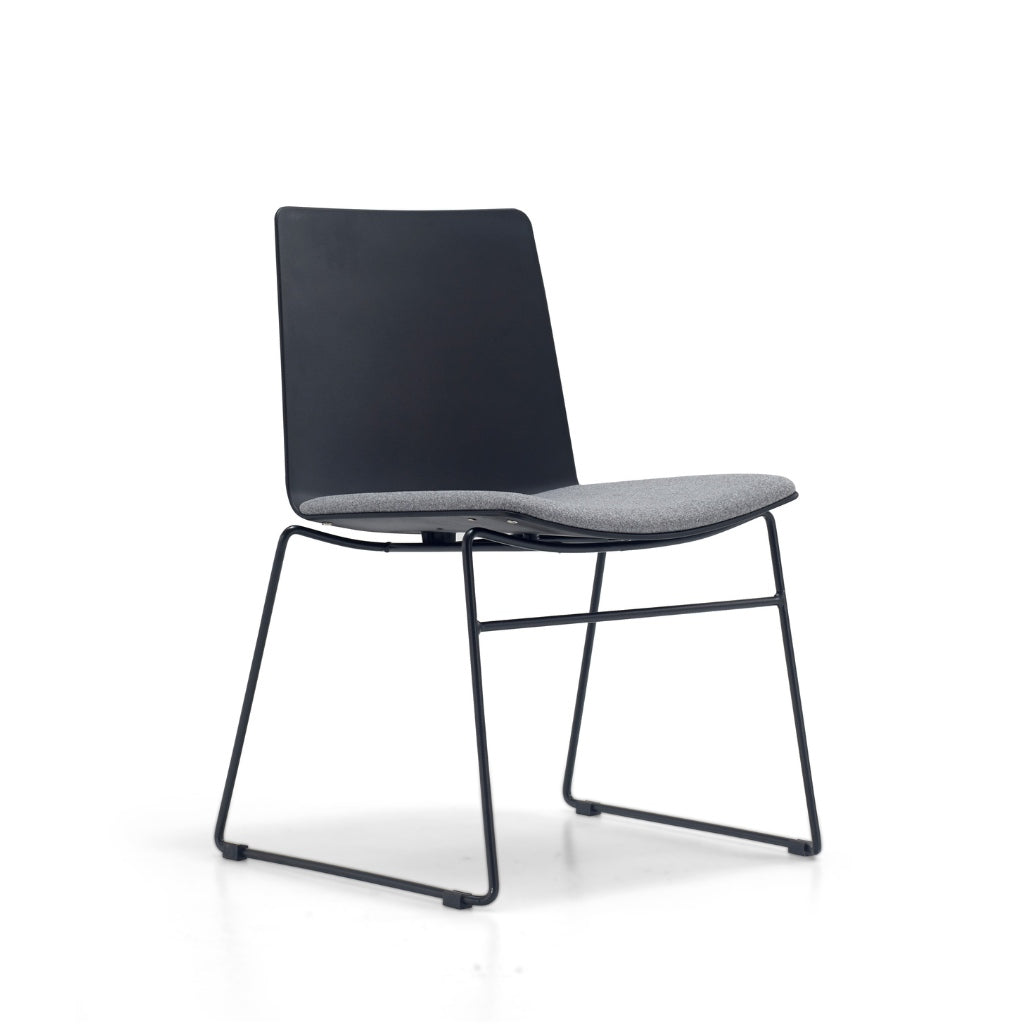 visitor meeting chair black and grey with sled base