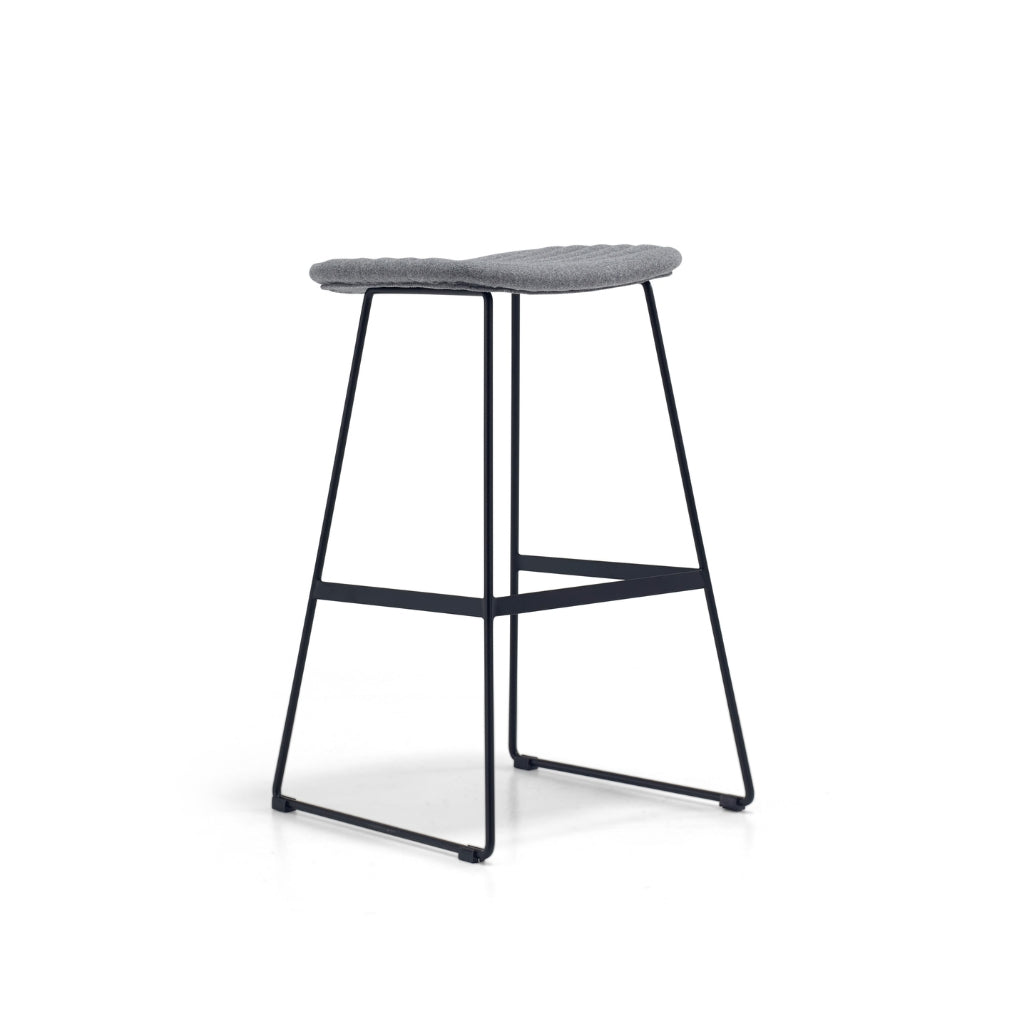 grey fabric bar stool