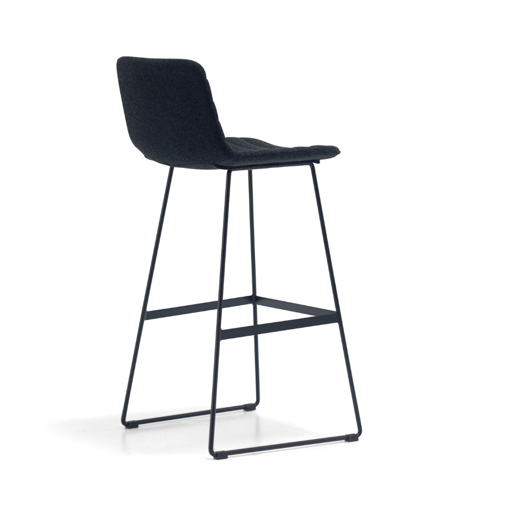 black fabric bar stool