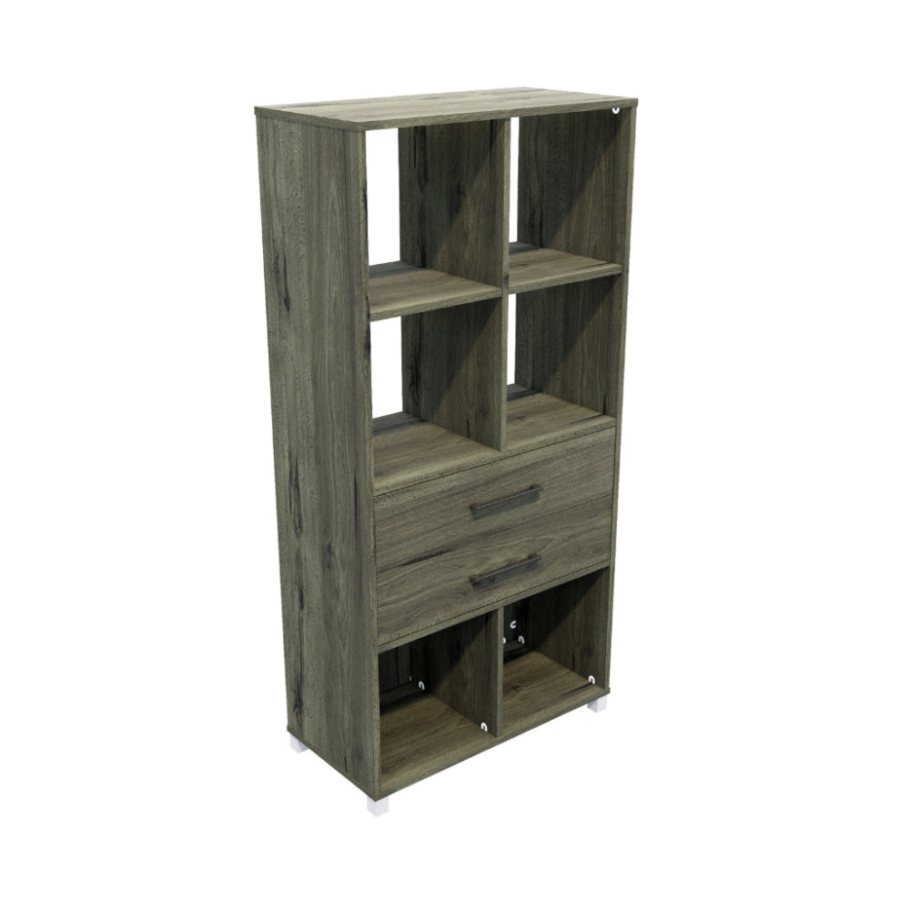 6 cubby and two drawers