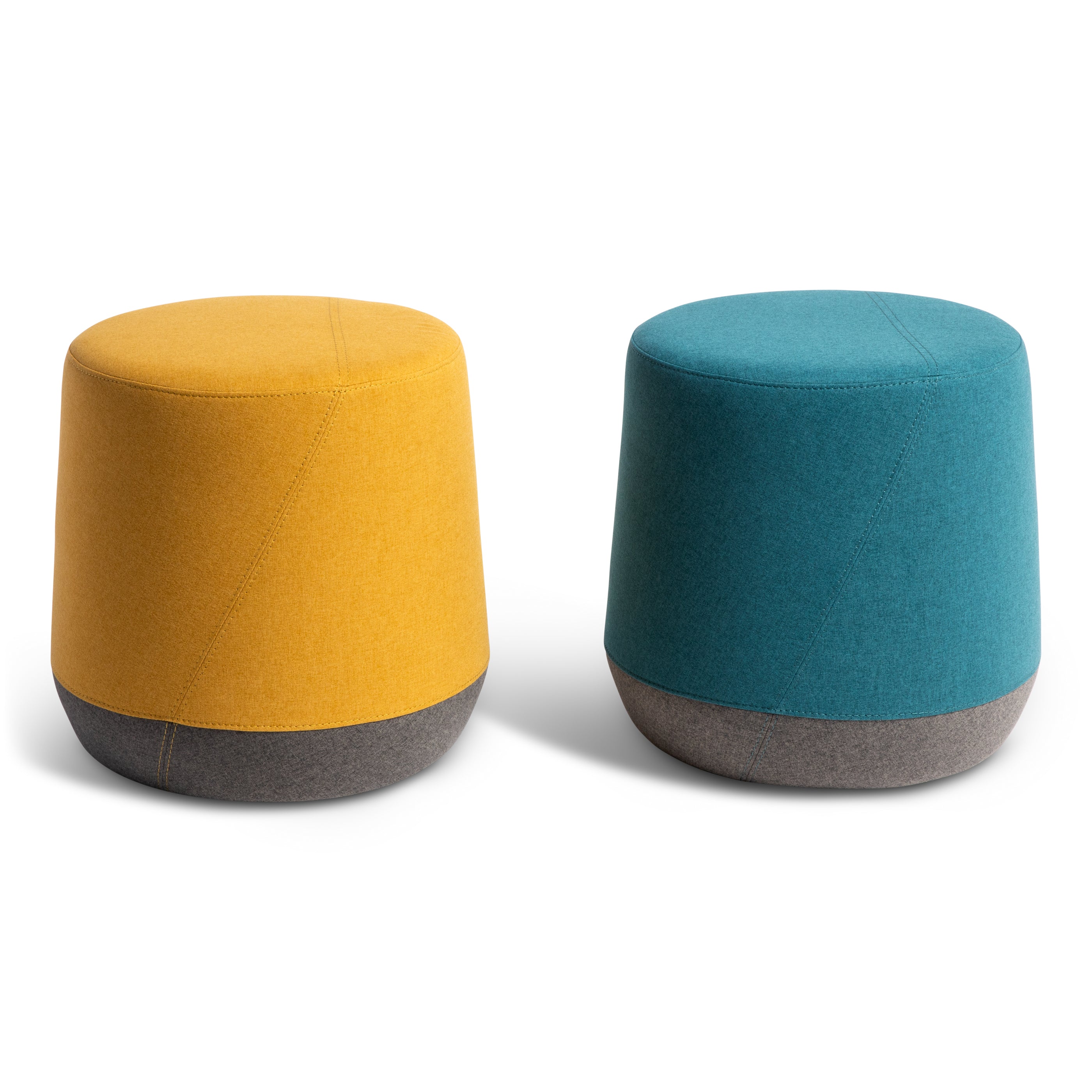 yellow and teal one seater ottomans