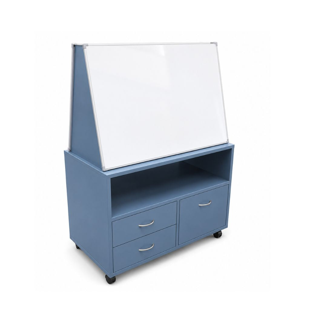 Blue Storage Unit with Whiteboards on both sides