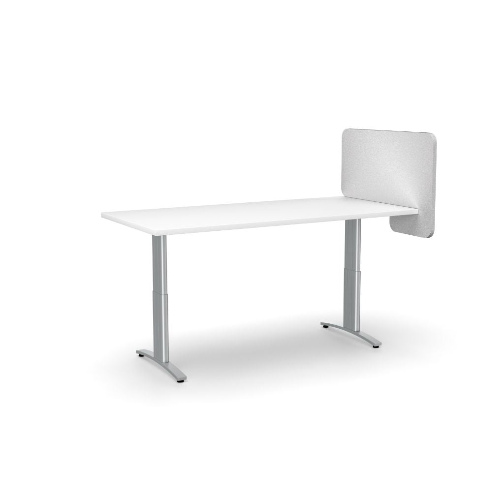 White office desk with a screen
