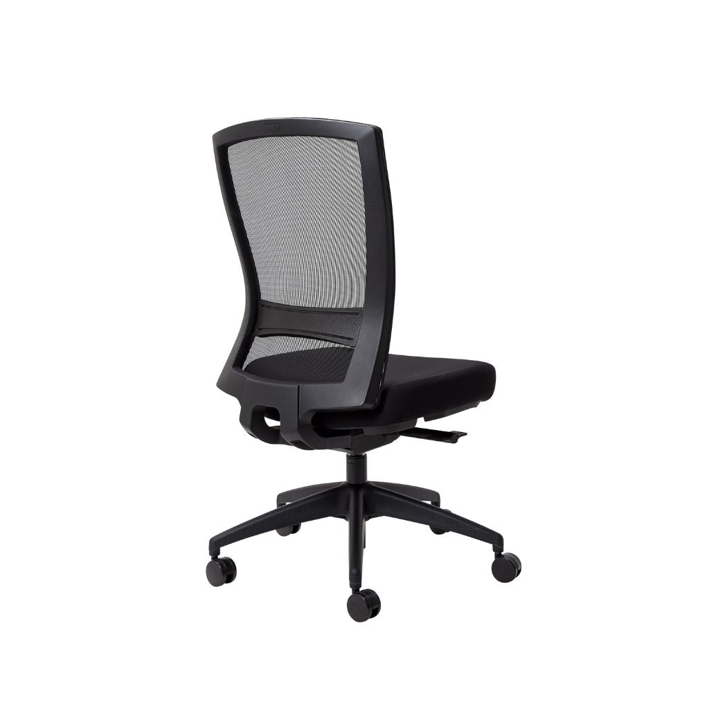 black office chair with mesh back
