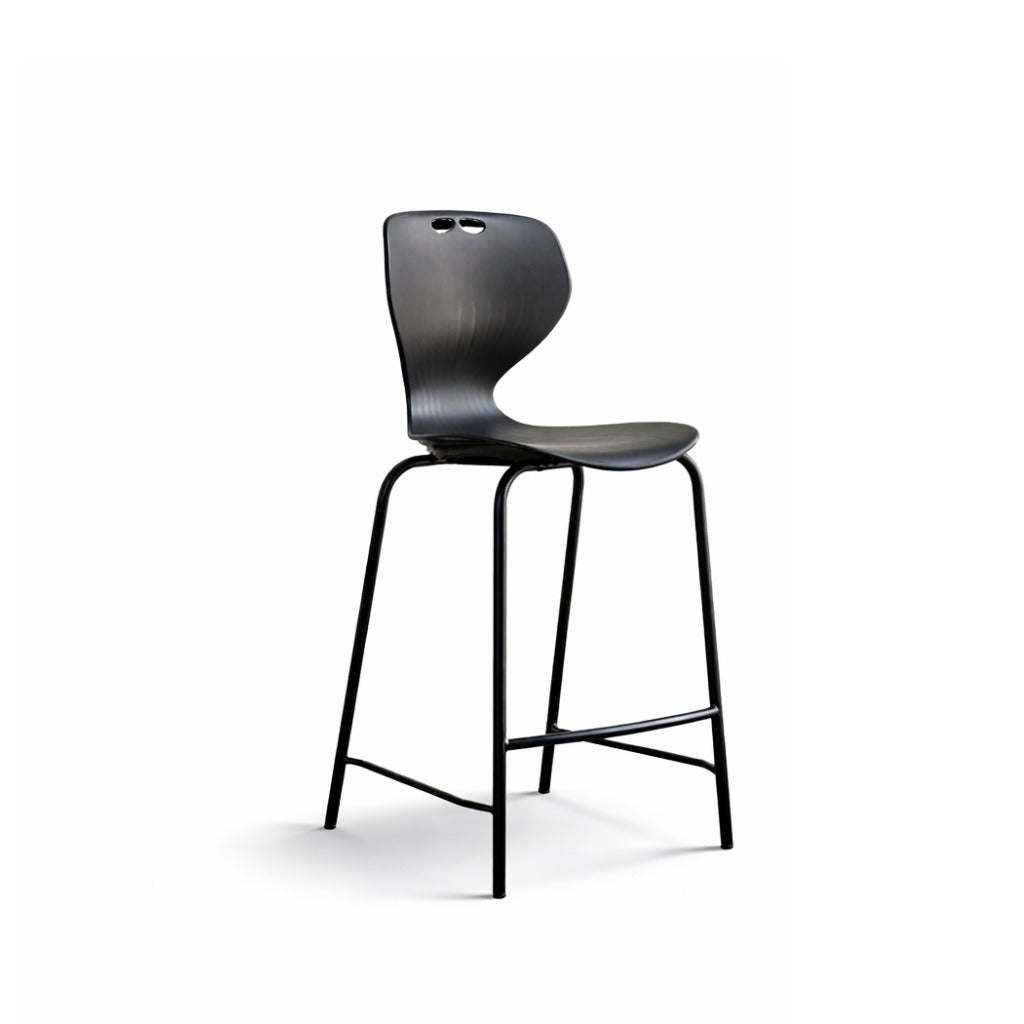 Black bar stool with a minimalist design