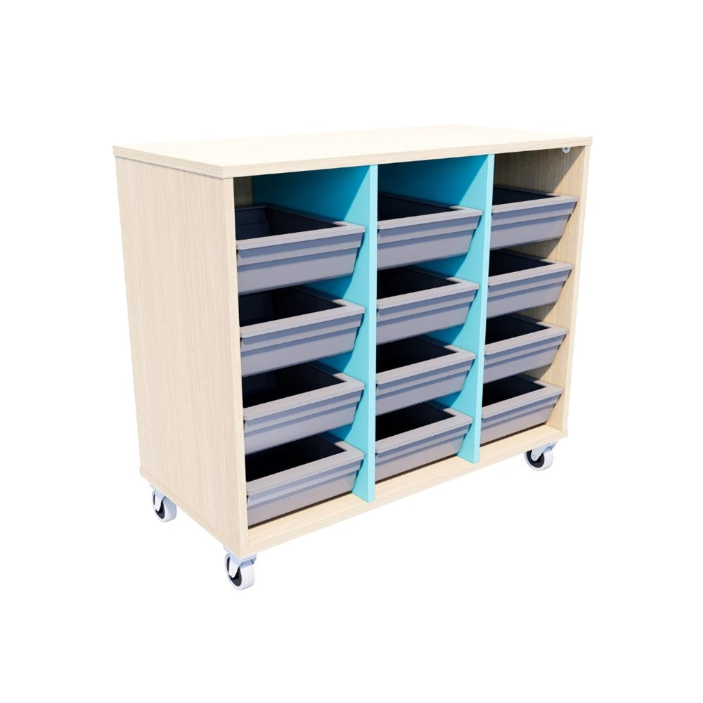 Storage cart with multiple shelves on wheels