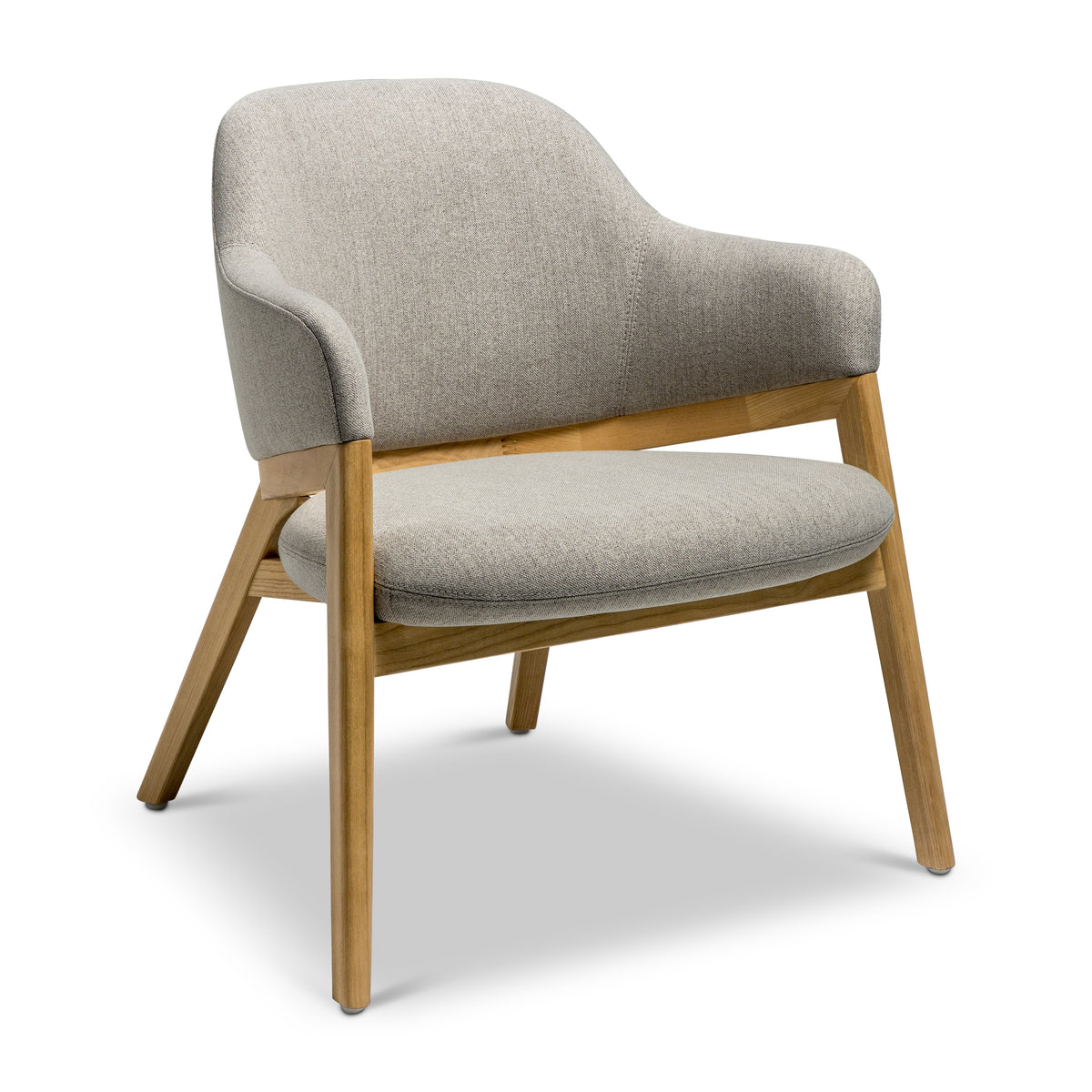 oatmeal colour arm chair with wooden legs