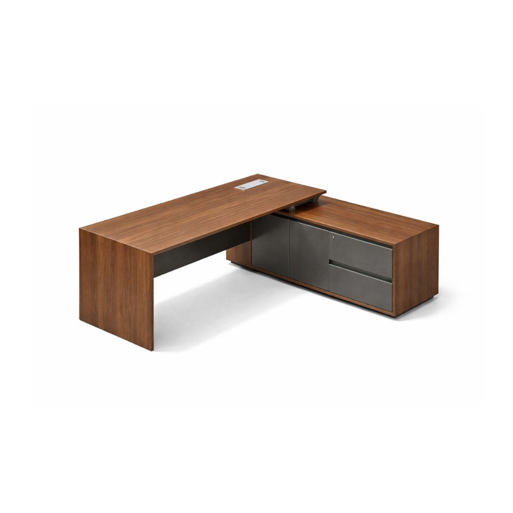 Wooden L-shaped desk