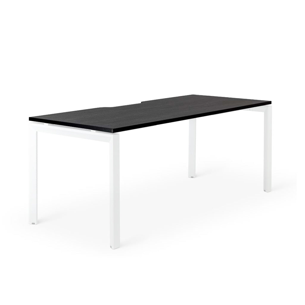 Black rectangular table with white legs