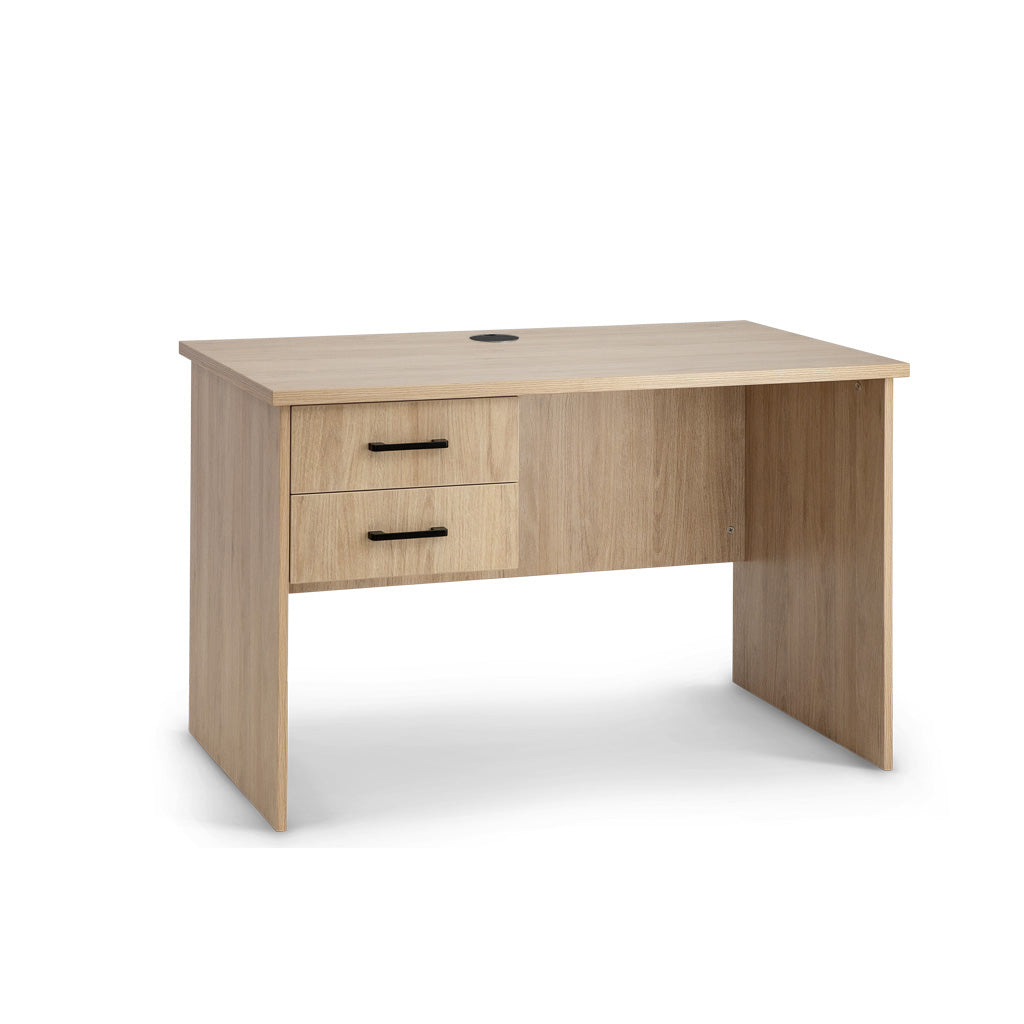 straight oak desk with drawers