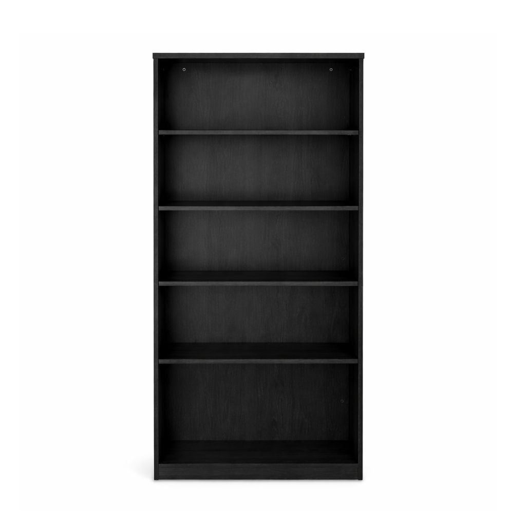 black bookcase with adjustable shelves