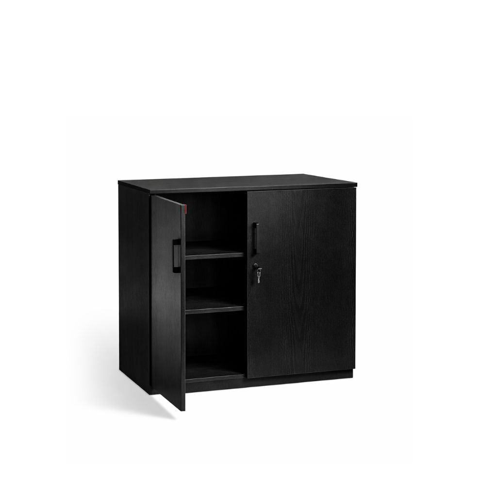 black woodgrain lockable cupboard