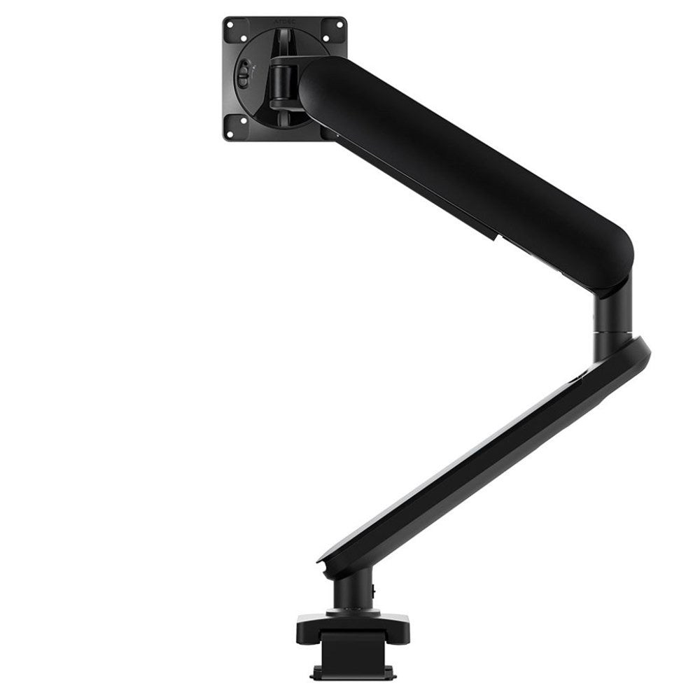Black monitor arm on a white background