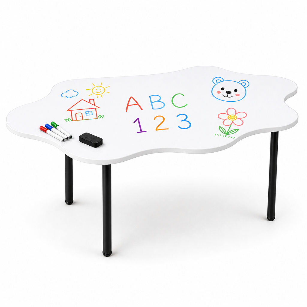 odd table shape with whiteboard