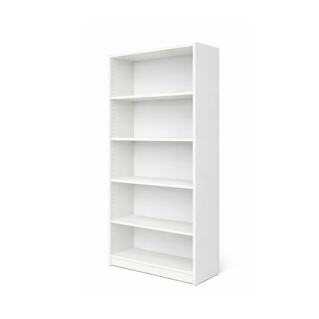 white bookcase with adjustable shelves