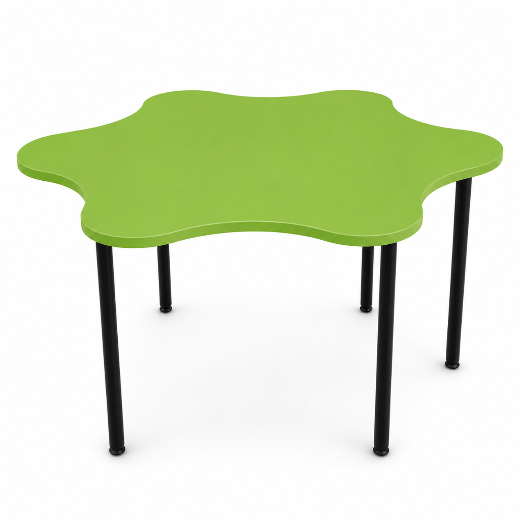 Green children's table with black legs