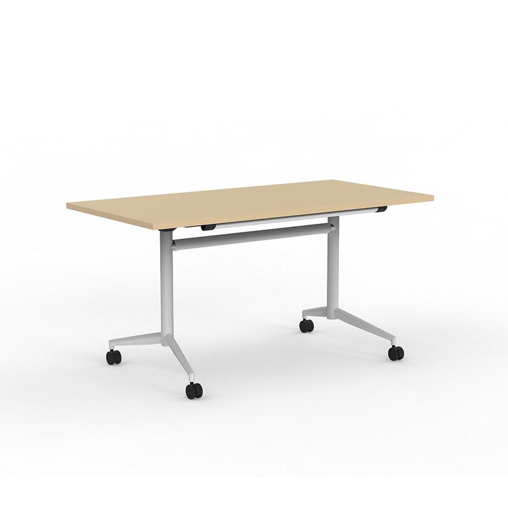 white frame table with wheels