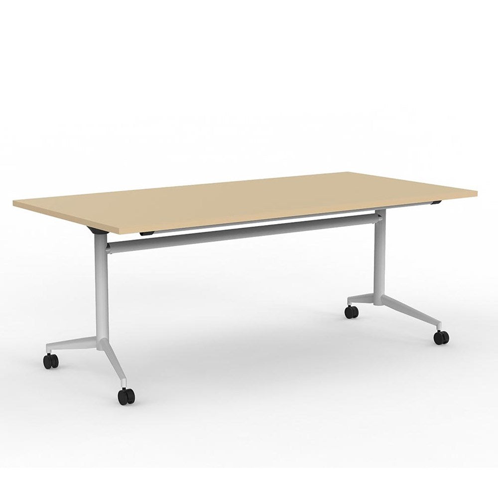 wheeled table with white frame