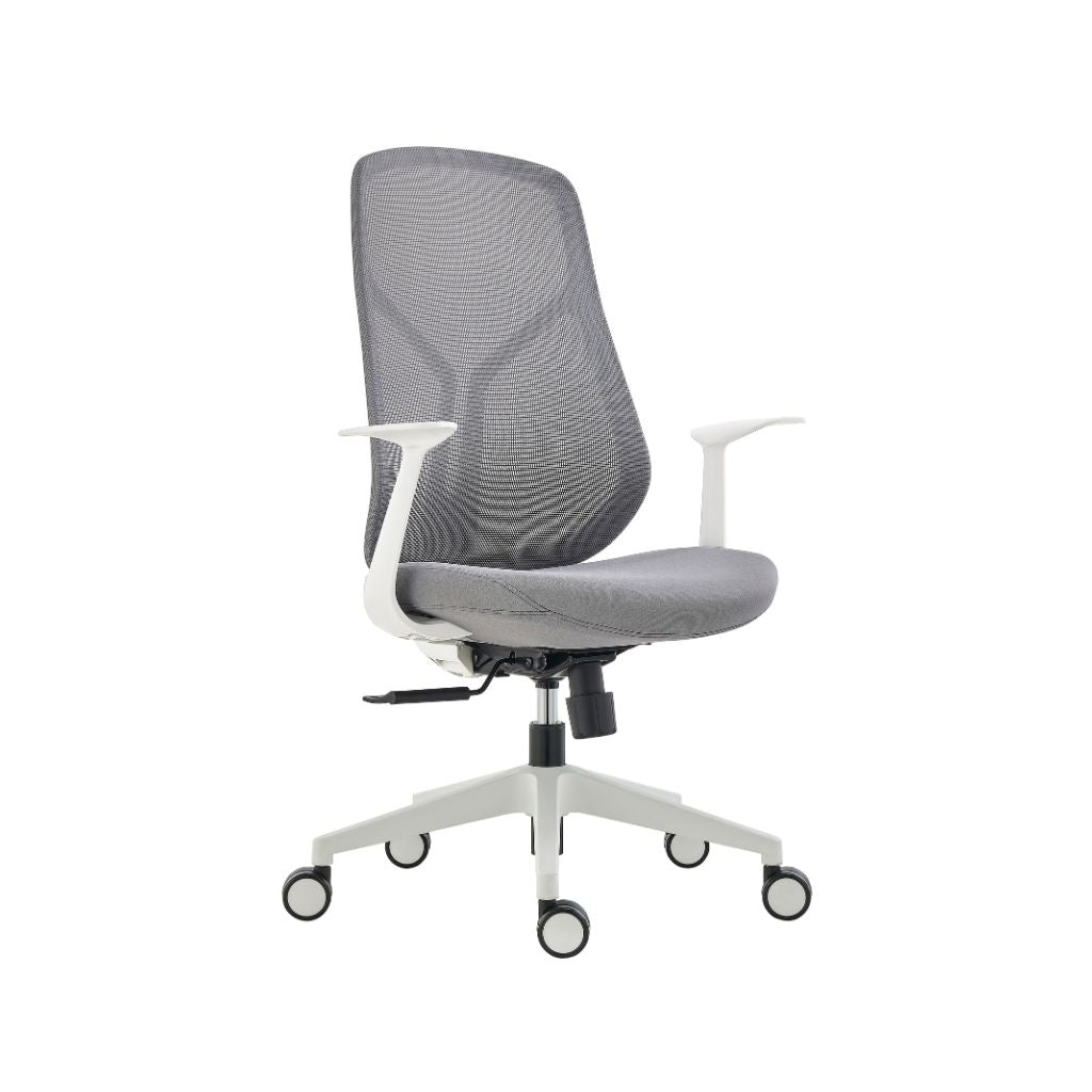 Grey office chair with white frame