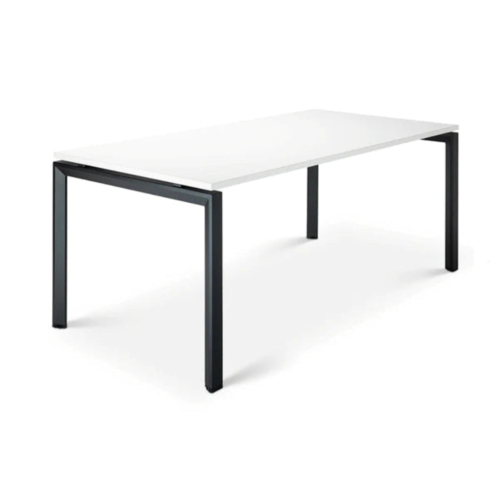 solid white top and black frame meeting table