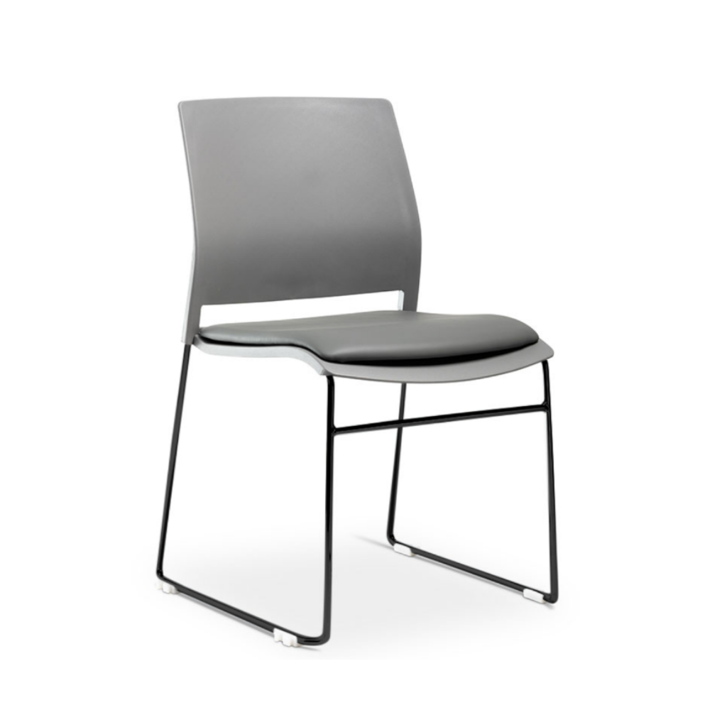 grey chair with seat pad
