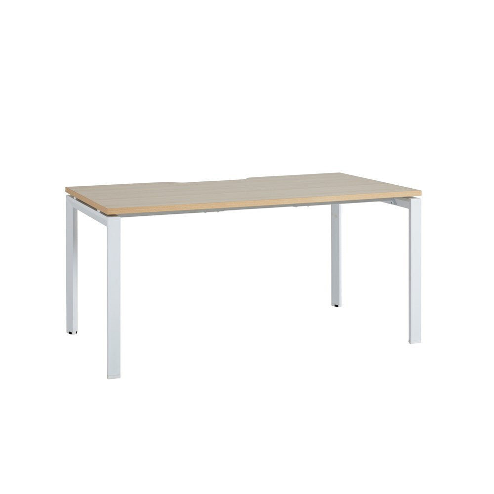 oak and white straight desk