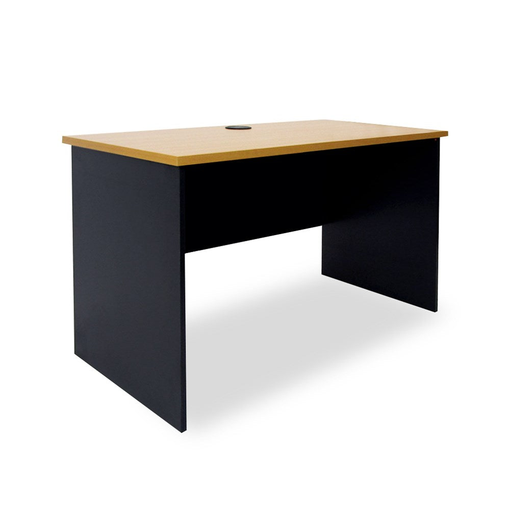 Beech and charcoal straight desk