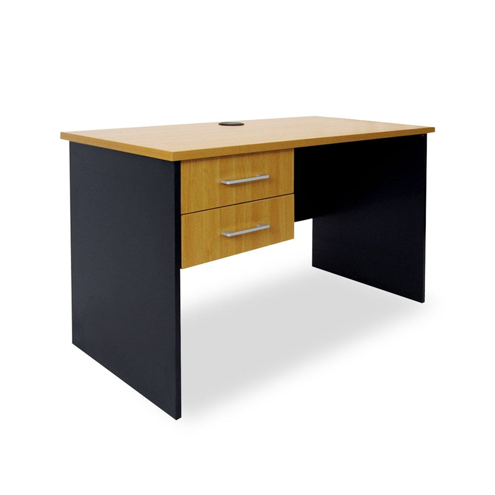 beech and charcoal desk with drawers