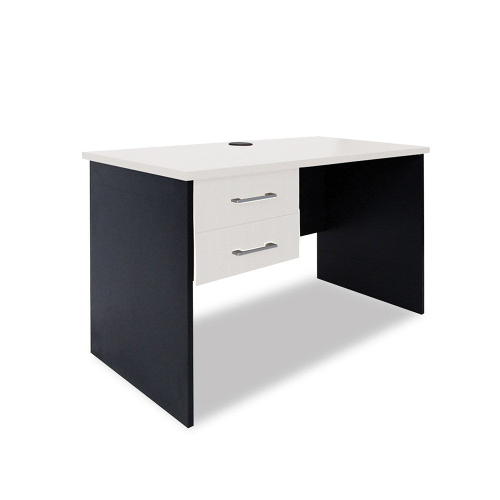 White and charcoal desk with drawers