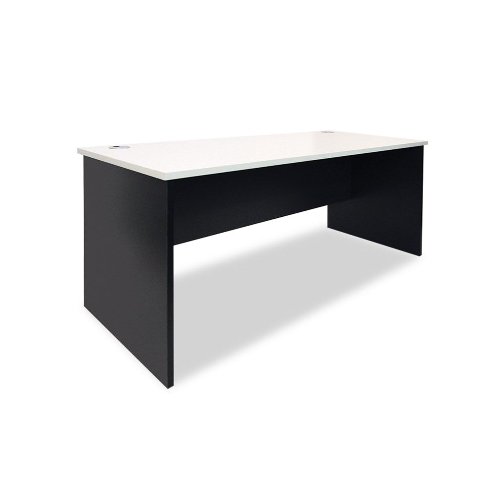 White and charcoal straight desk