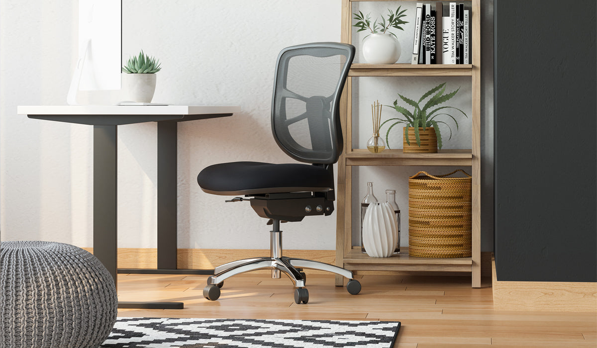 buro metro office chair with black and white desk