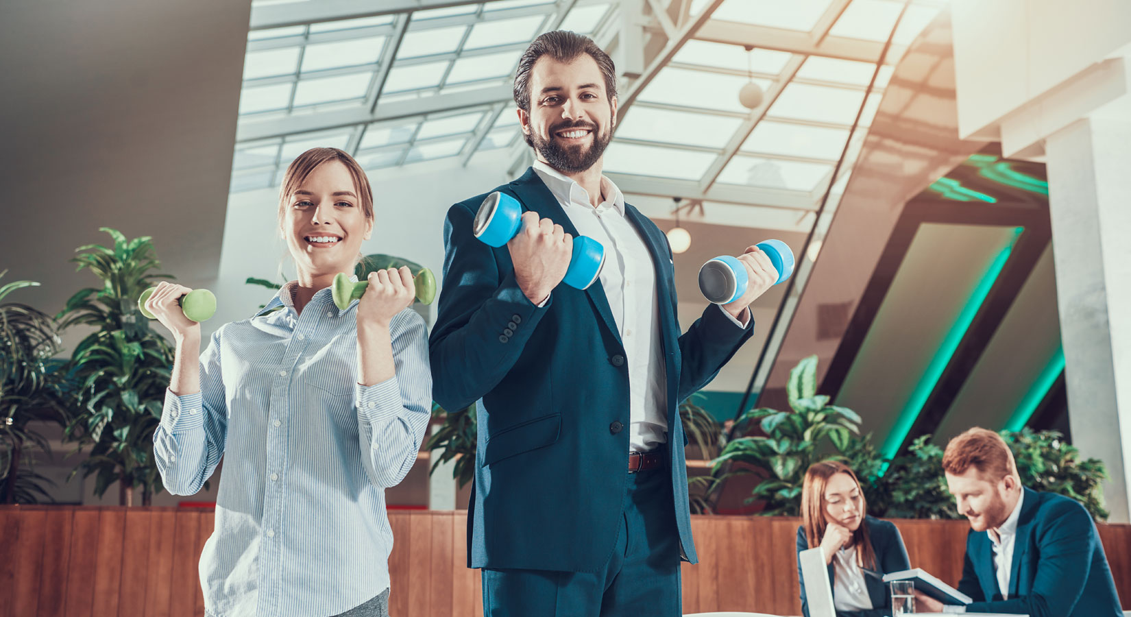 office workers exercising