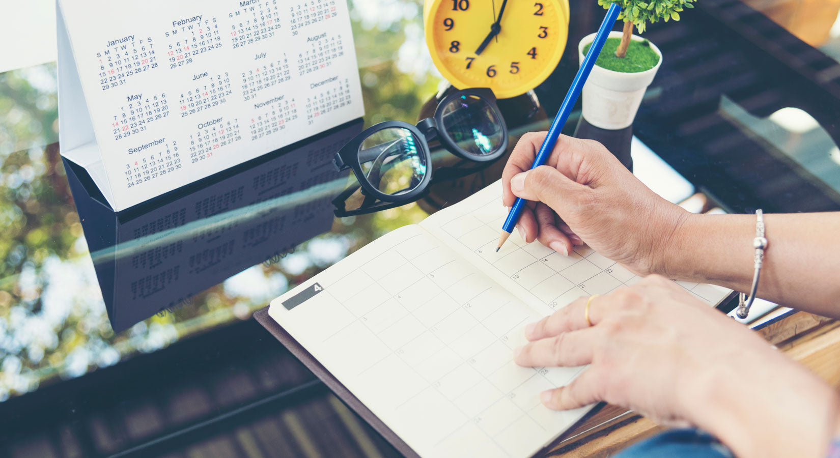 woman planning using calendar