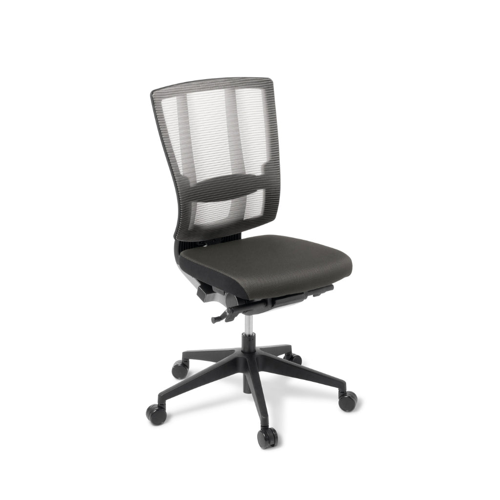 Black office chair with mesh back