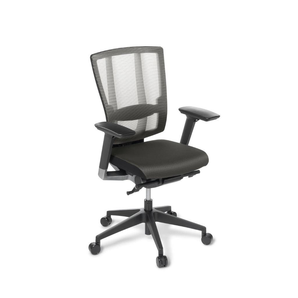 Black office chair with mesh back