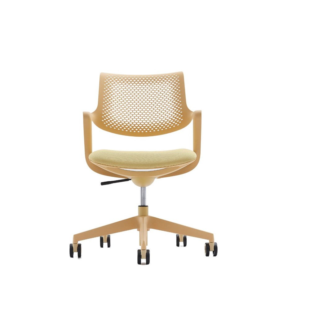 Yellow office chair with mesh back