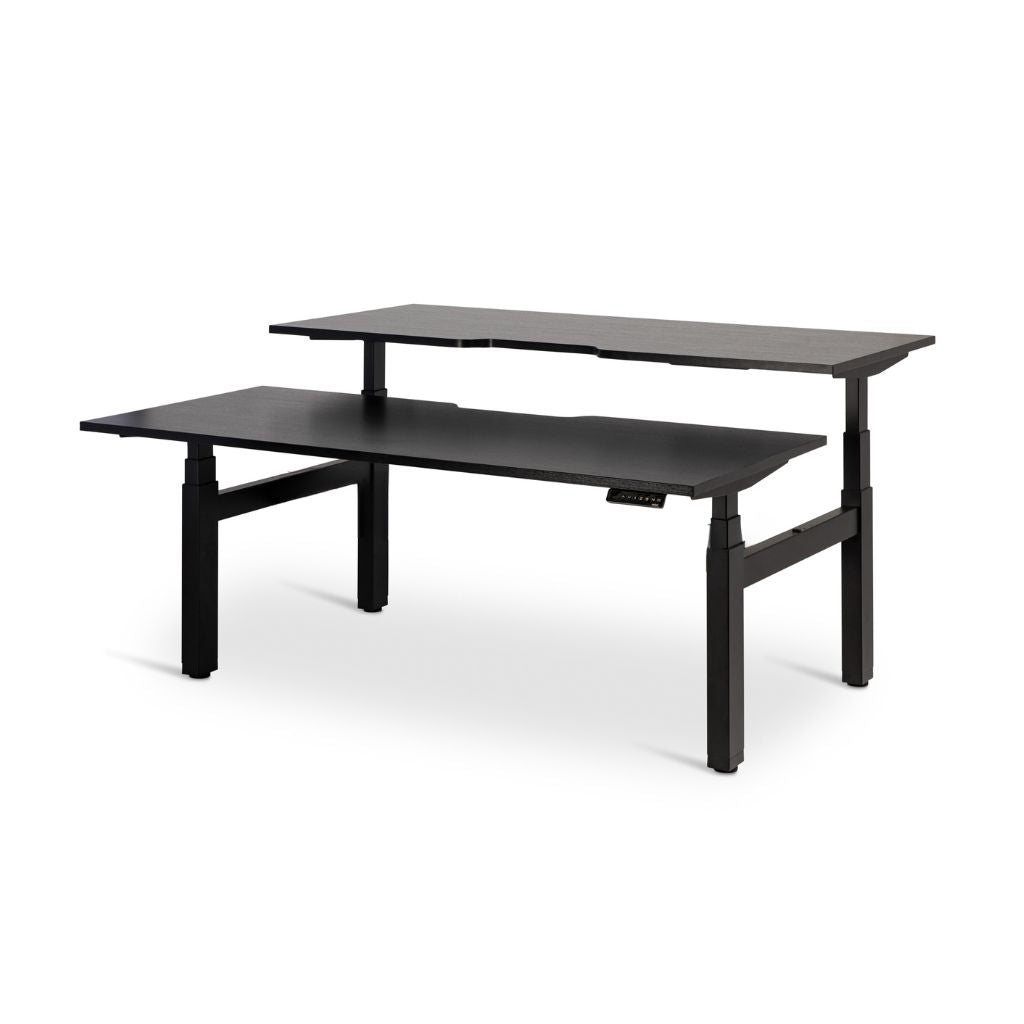 Black shared computer desk height adjustable