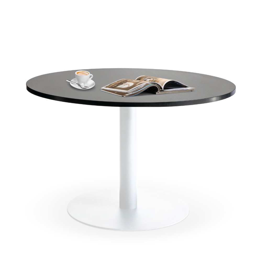 meeting table with white base and black top