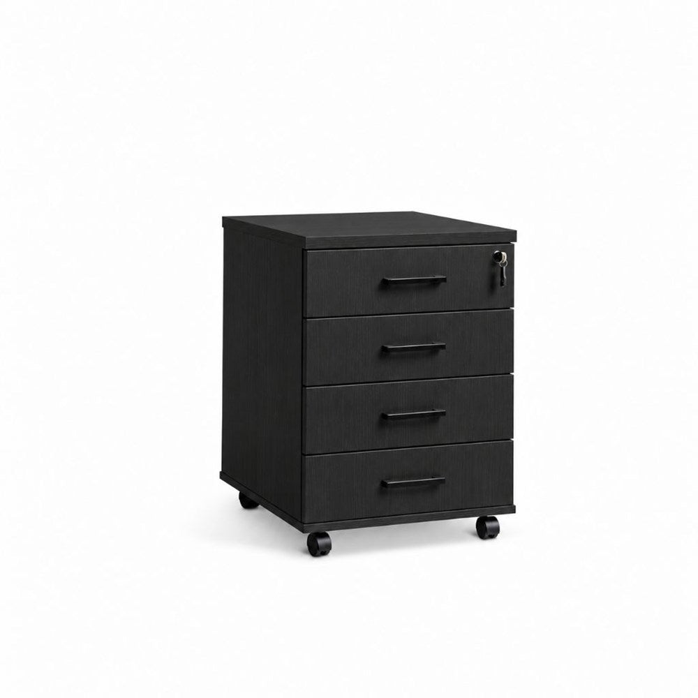 Black Storage Mobile on castors with handles, Black Woodgrain colour