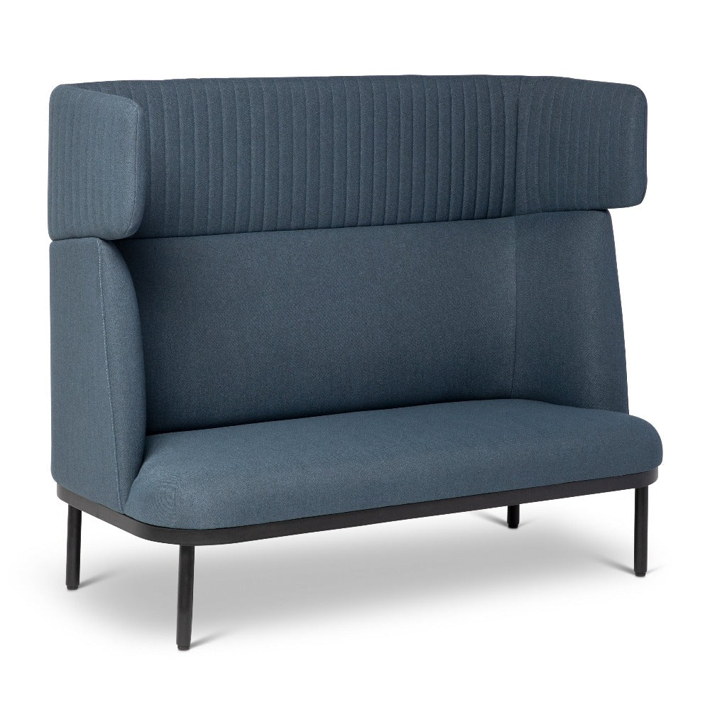 dusky blue two seater highback couch