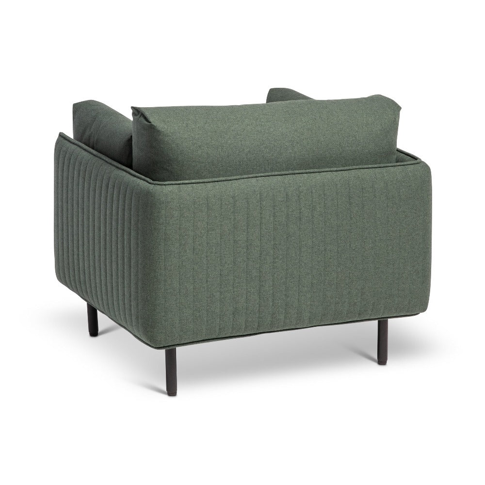 modern green one seater couch back