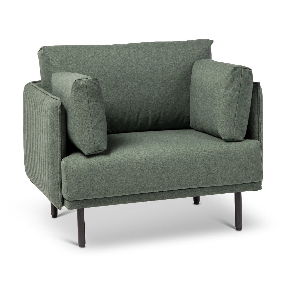 green modern one seater couch