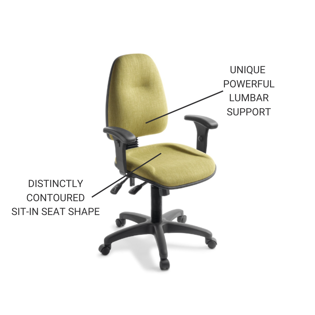 green office chair with powerful lumbar support