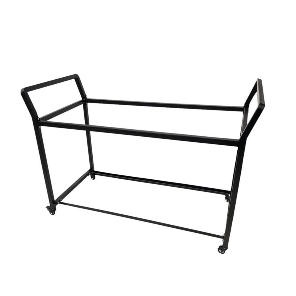 Black metal cart for folding school desks