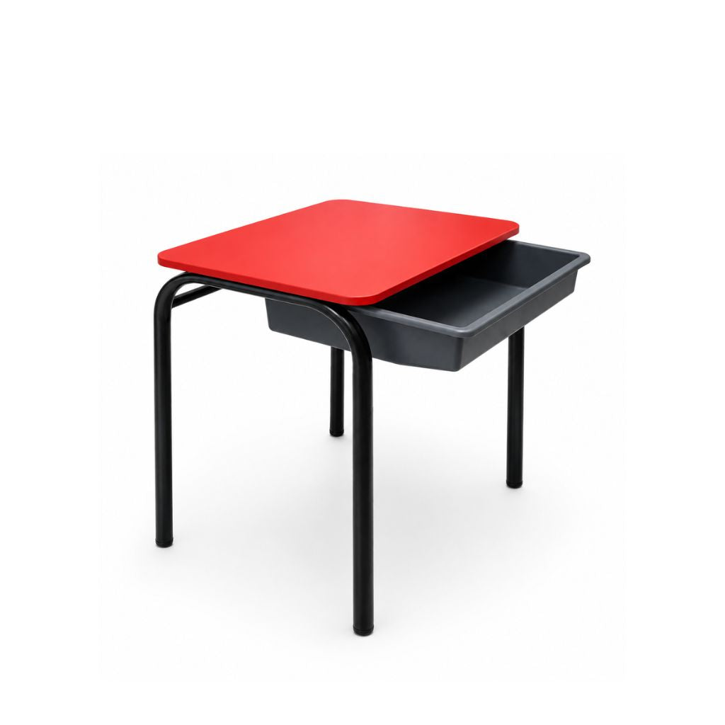 student desk with tote tray