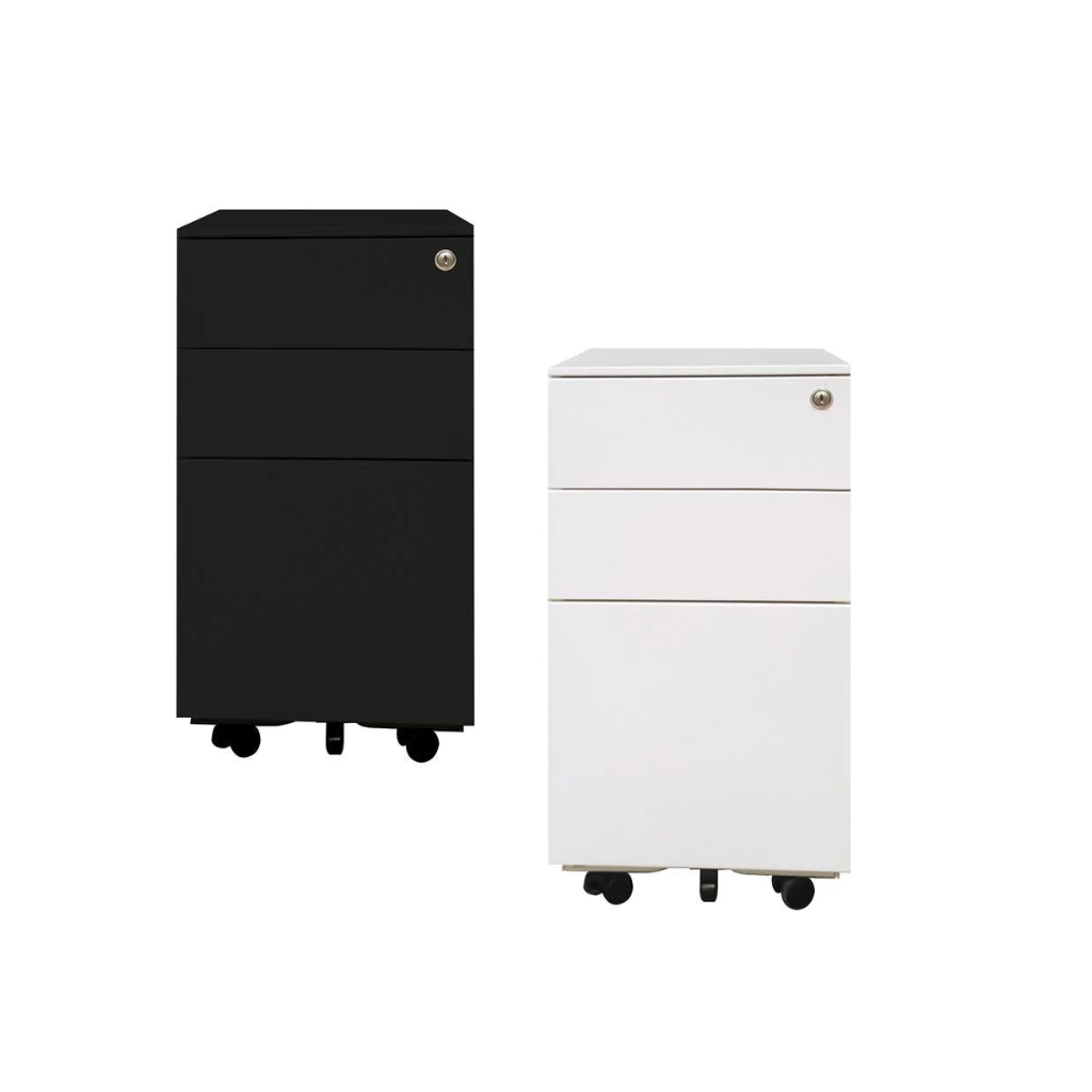 milano mobile drawers slimline black and white