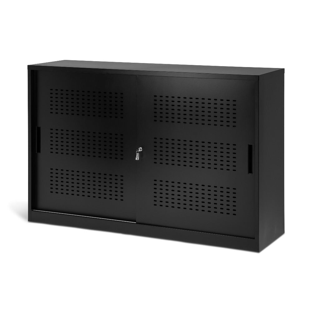 black metal storage sliding cabinet
